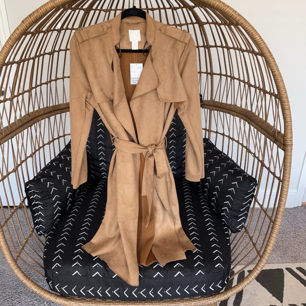 H&M Buttery Soft Thin Suede Trench Coat NWT